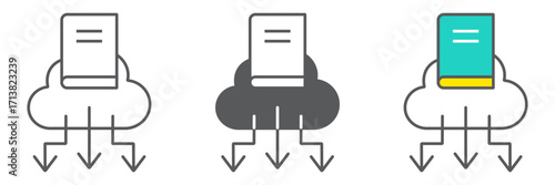 Cloud Library icon, education and school, book with cloud sign vector graphics, a linear icon on a white background, eps 10.