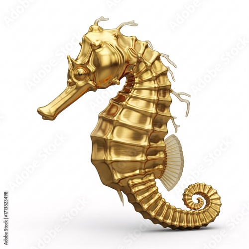 Golden seahorse with a textured surface,