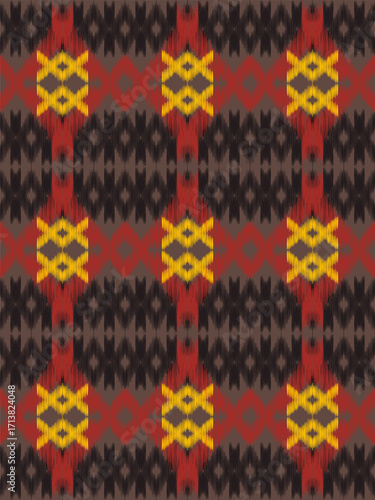 Ikat tribal chevron embroidery pattern seamless,Native element traditional vector print motif,folk style,Design for clothing,scarf,shawl,fabric,sari,batik,sarong,carpet,blanket,woven, wrap,decoration.