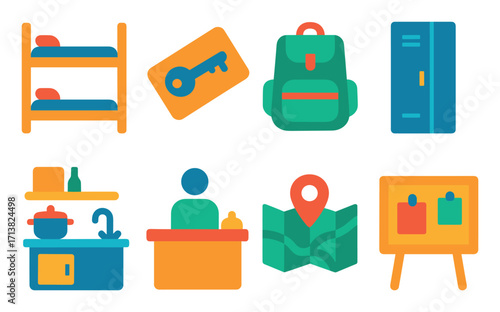 Colorful Hostel Icons