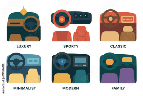 Car Interior Icon Grid