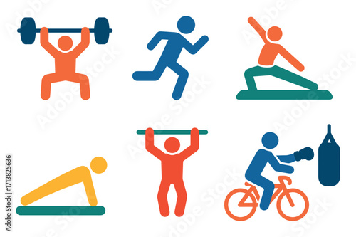 Colorful Gym Icon Set