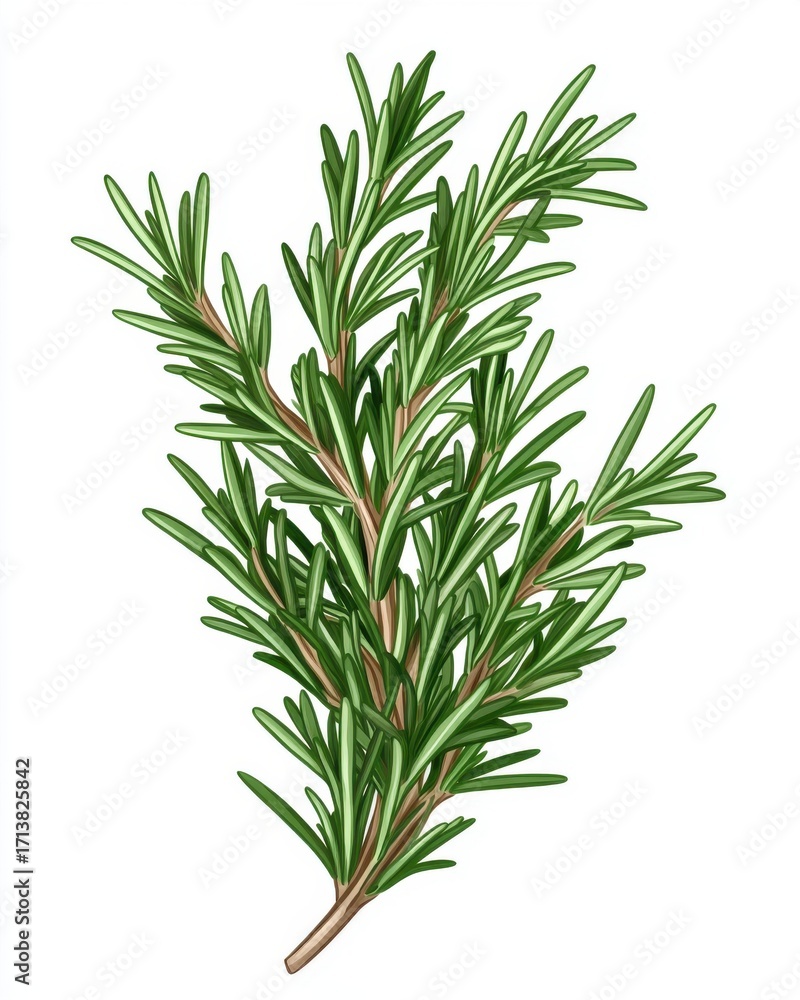 Fototapeta premium Fresh rosemary branch illustrating vibrant green leaves and robust texture.