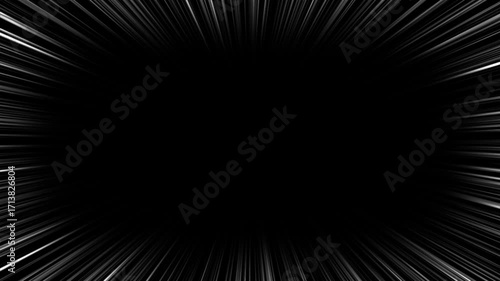 中心が開いたシンプルな集中線　黒背景