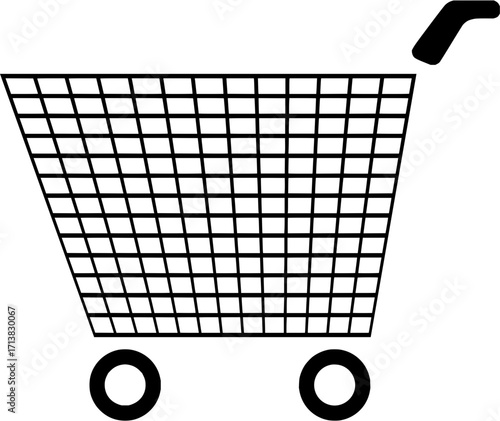 Iconic shopping cart symbol representing commerce and retail transactions