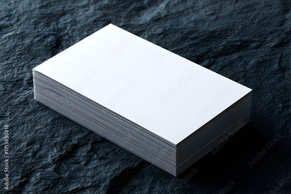 Fototapeta premium Thick Business Card Stack Mockup on Dark Stone