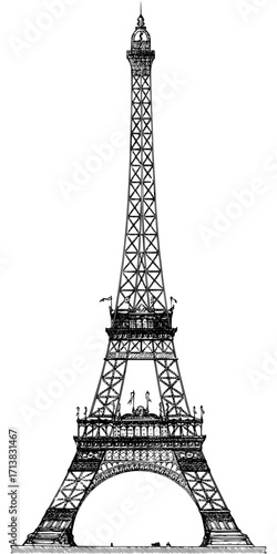 Iconic Eiffel Tower silhouette captures Parisian charm and timeless architectural grandeur