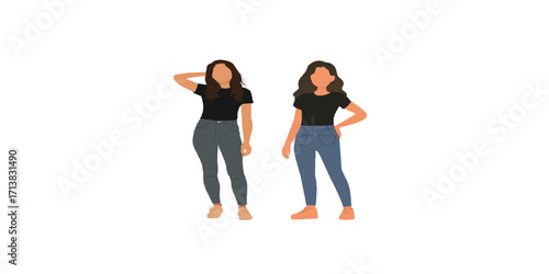 Print  Girl Pose Vector Illustration – Fashion Model Graphic Design