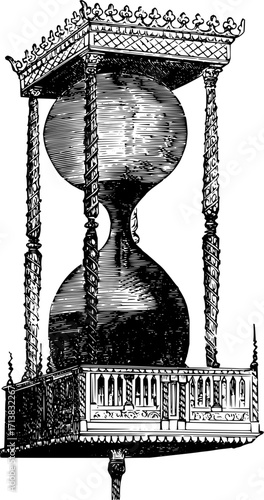 Ornate hourglass symbolizing the passage of time, ancient measurement tool for precise timing and historical reflection