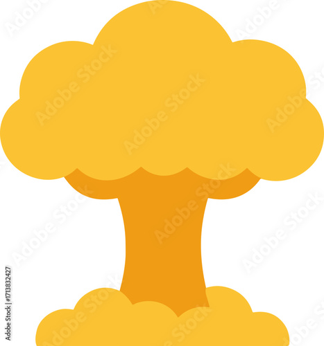 Simple Flat Nuclear Explosion Mushroom Cloud Shape Graphic Icon