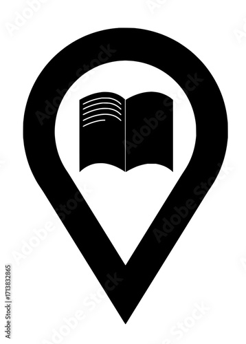 Find your next great read with this open book location marker icon