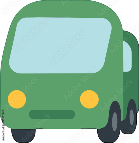 Simple Flat Style Green Transportation Bus Icon Illustration Element