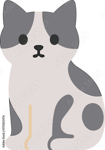 Simple Flat Design Spotted Cat Illustration Domestic Pet Graphic Element