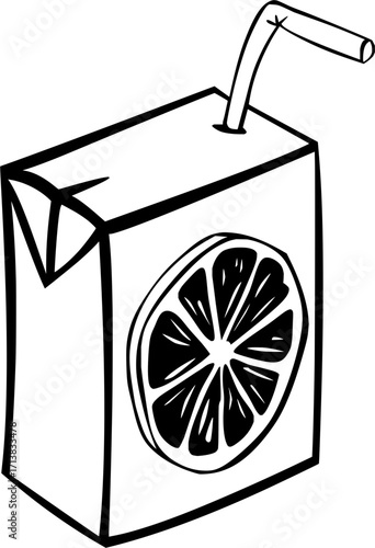 Refreshing citrus juice box with straw ready for a healthy drink break