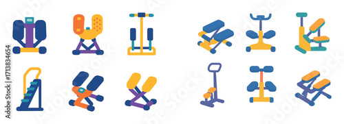 Colorful Fitness Stepper Icons