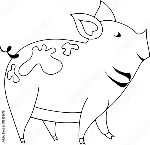 Charming cartoon pig with playful spots, ready for delightful designs and illustrations