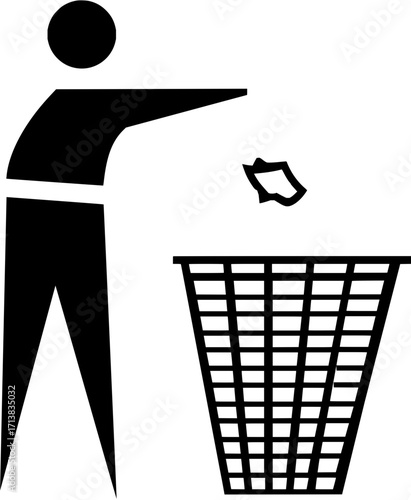 Person confidently disposing of paper waste into a modern bin, promoting cleanliness and responsibility.