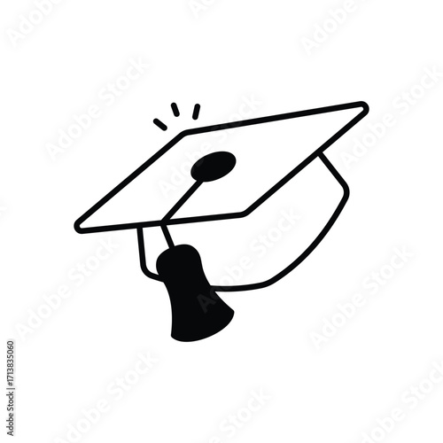 Graduation Cap Black Glyph Vector Icon