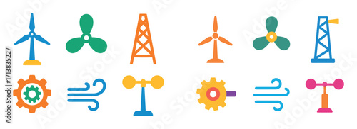 Colorful Wind Energy Icons