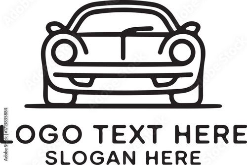 Minimalist Line Art Front View Car Illustration