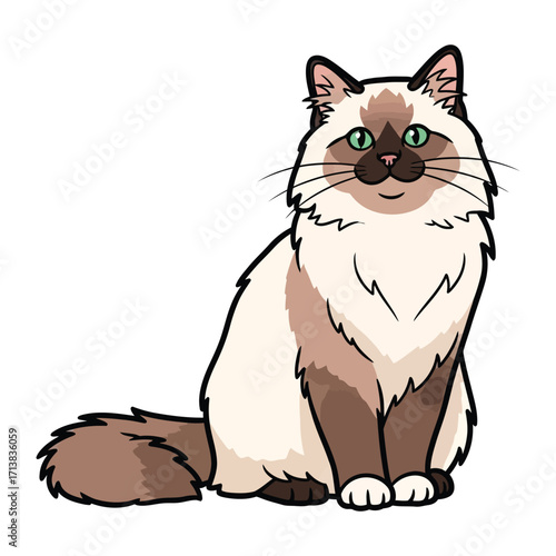 Adorable Cat Illustration: An endearing illustration of a charming cat sitting, exuding a friendly and relaxed vibe. Capturing the cuteness and serenity of this beloved pet.