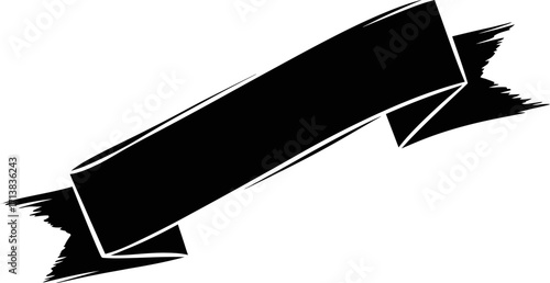 Bold black ribbon banner with a hand-drawn, textured feel for impactful messaging