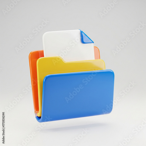3D Glossy Icon Blue Yellow Folder JPG