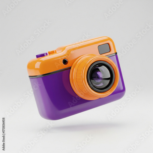 3D Glossy Icon Orange Purple Camera JPG
