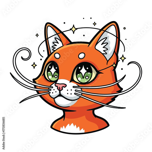 Whimsical Cat: A captivating cartoon cat radiates an aura of charm with its playful expressions and bright-eyed gaze.