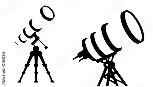 Two telescopes on tripods explore the cosmos revealing celestial wonders and scientific discovery