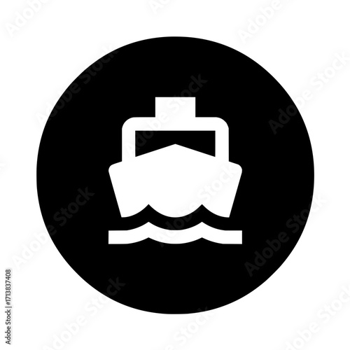 Modern boat icon sailing on stylized waves, perfect for travel and maritime branding