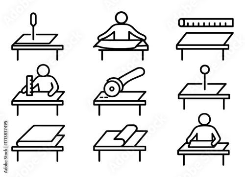 Cutting Table Icon Set