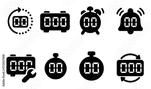 Digital Clock Icon Set