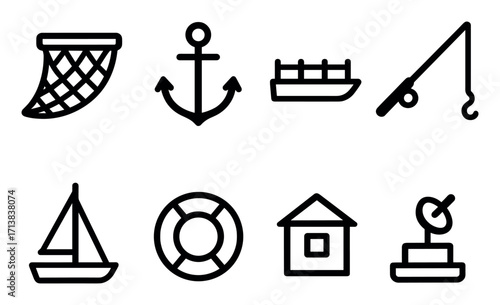 Minimalist Fishing Icons