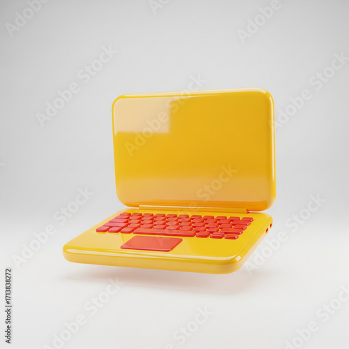 3D Glossy Icon Yellow Red Laptop JPG