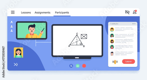 vector illustration of a modern virtual classroom
