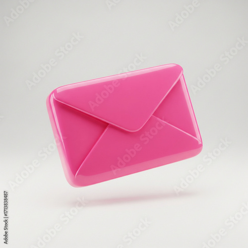 3D Glossy Icon Pink Envelope JPG