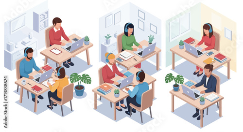 vector illustration of a modern virtual classroom