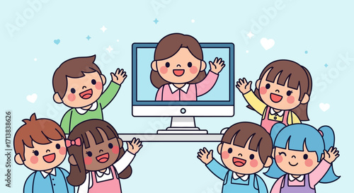 vector illustration of a modern virtual classroom