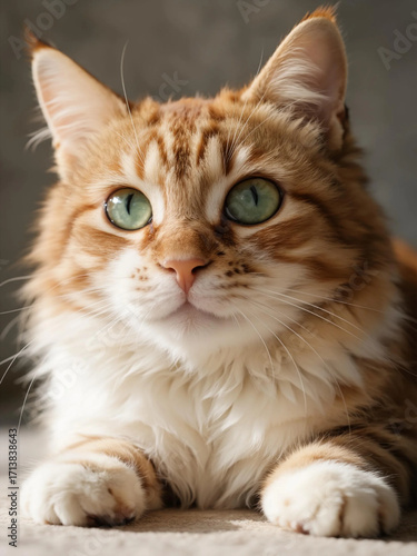 Very realistic warm and peaceful photography of a cat relaxing