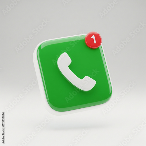 3D Glossy Icon Green Phone Call Notification JPG