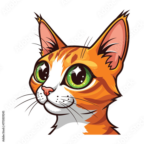 Playful Cat Portrait: A charming illustration of a ginger cat with endearing eyes and soft fur, embodying the affectionate nature of feline companionship.