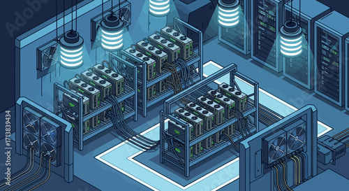 Vector scene of cryptocurrency