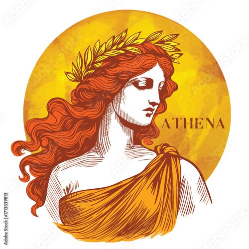 Girl Athena sexy queen.  Fantasy art Greek goddess woman.