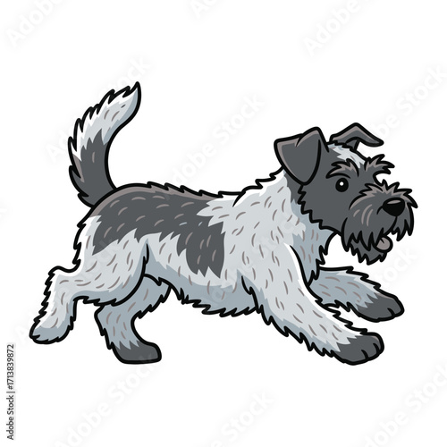 Energetic Terrier Unleashed: A spirited terrier, captured in full, dynamic motion, with a textured, artistic appeal. Depicting the zest of a spirited canine.