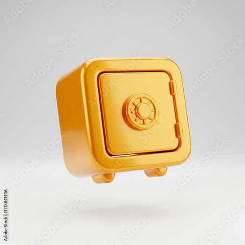 3D Glossy Icon Golden Safe JPG