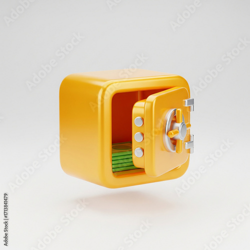 3D Glossy Icon Open Safe With Files JPG