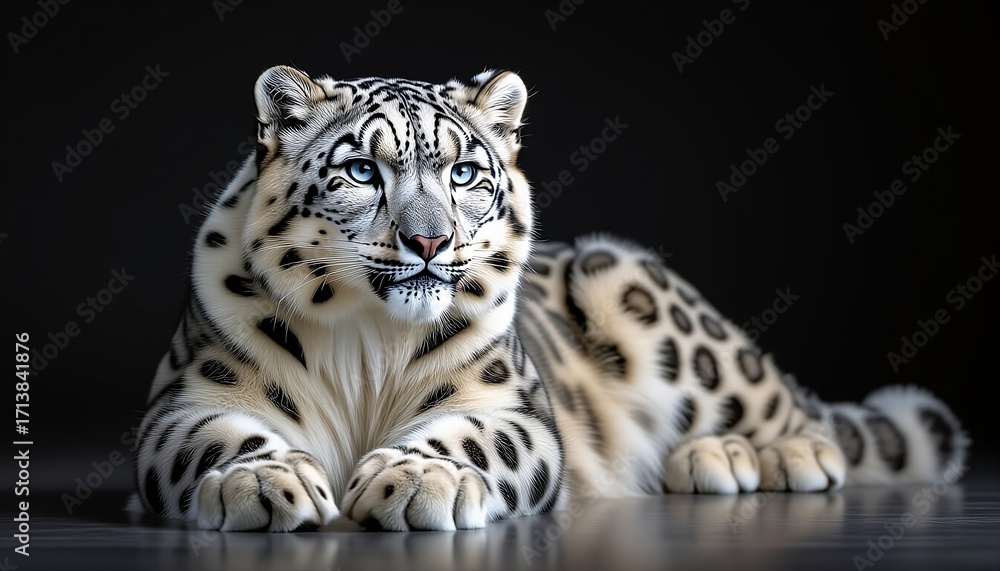 Fototapeta premium Beautiful Snow Leopard with Blue Eyes