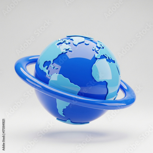 3D Glossy Icon Blue Globe JPG