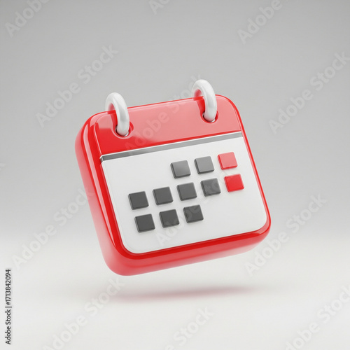 3D Glossy Icon Red Calendar JPG